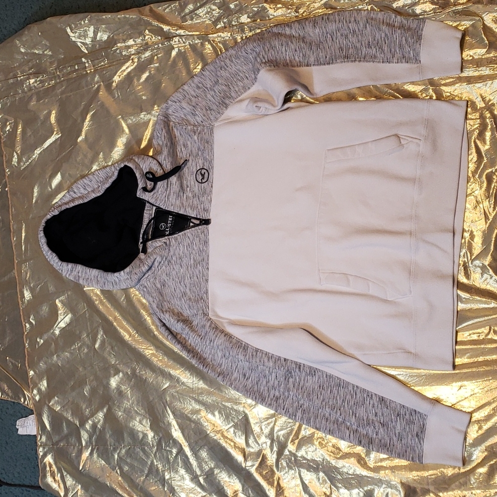 Hollister California Hoodie 3/4 Zip White/ Gray Size Large